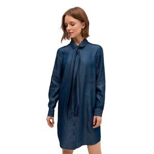 Kate Spade Las Vegas Indigo Griffin Dress Womens 2 Blue Chambray Long Sleeve